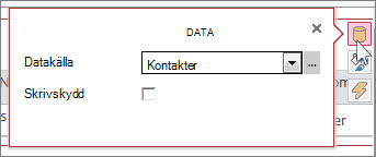Dialogrutan Data i en webbdatabladsvy