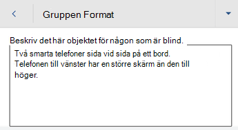 Dialogrutan Alternativtext i Word för Android.