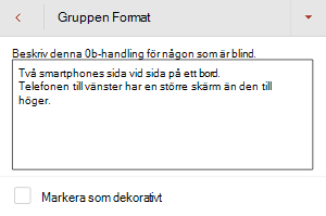 Dialogrutan Alternativtext i PowerPoint för Android.