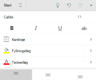 Alternativ för teckenformatering i Excel för Android