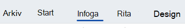 Fliken Infoga i ett Word dokument.