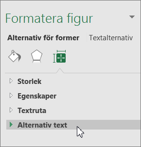 Klicka på Alternativtext i objektfönstret
