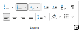 Gruppen Stycke i menyfliksområdet i Outlook.