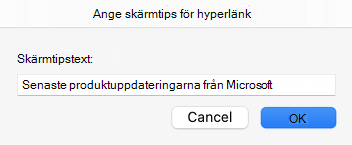Skärmtips för hyperlänk i Outlook
