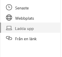 Skärmbild av valet Filplats i Sharepoint.