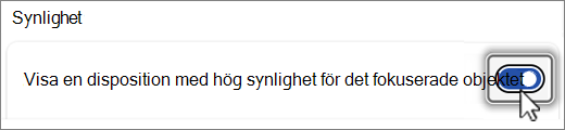 Skärmbild av knappen Visa synlighetskontur.