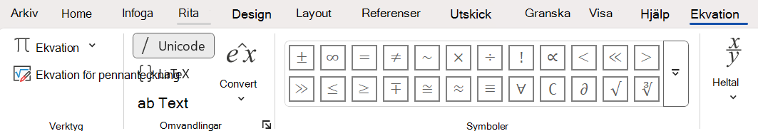 Unicode-konverteringsläge i ett Word-dokument.