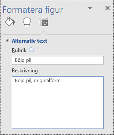 Dialogrutan Alternativtext för en originalform i Visio.