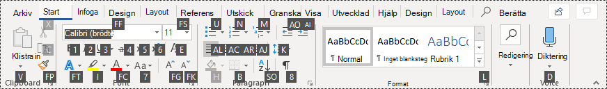 Viktiga tips i menyfliksområdet i Word 365