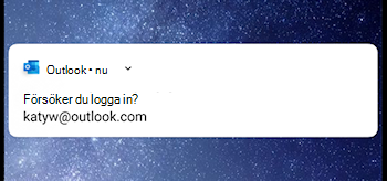 Skärmbild som visar Outlook Mobile som ber dig logga in