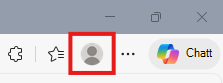 Skärmbild som visar profilikonen i Microsoft Edge