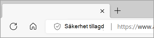 Tillagda säkerhetsdisplayer till vänster om adressfältet i Microsoft Edge när förbättrad säkerhet är aktiverat för en webbplats.