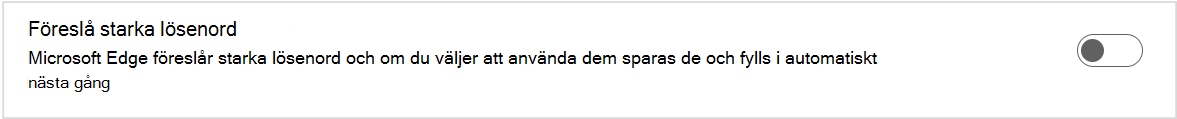 Skärmbild av Föreslå starka lösenord.