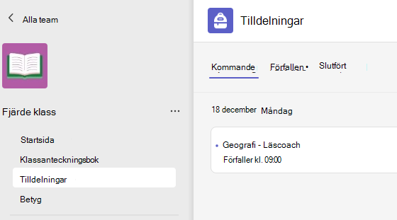 Skridbild som visar tilldelningar
