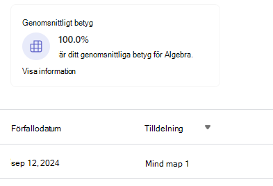 Skärmbild av årskursmedelvärdet.