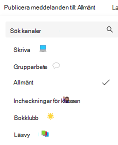 Skärmbild av kanalmeddelanden.
