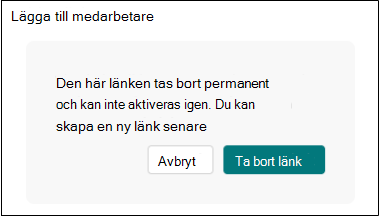 Ta bort länk för samarbete Formulär