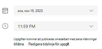 Skärmbild av uppgiftens tidslinje.