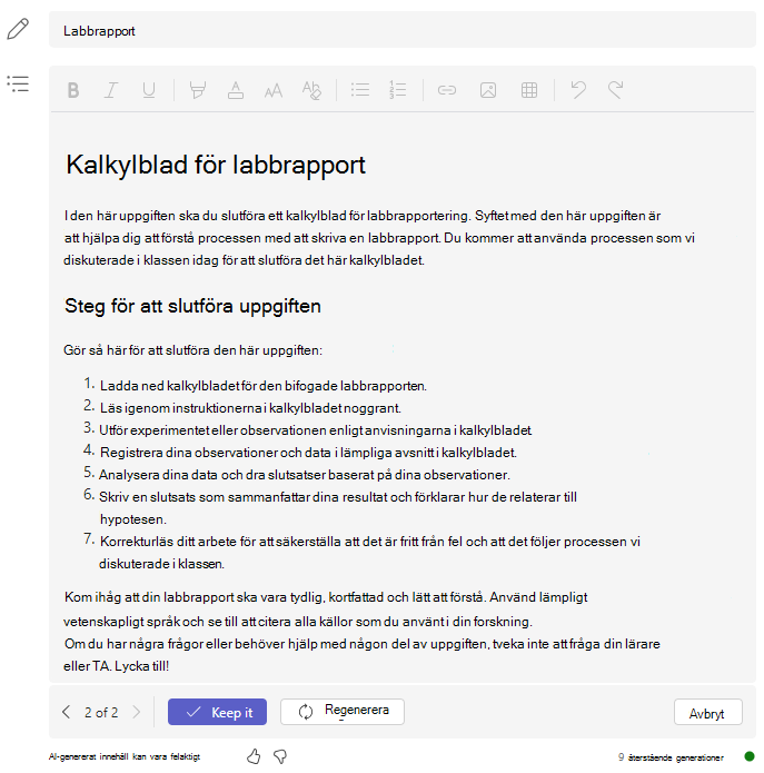 Steg för labbrapport