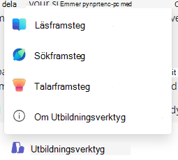 Skärmbild av inlärningsacceleratorer.