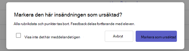 Markera som ursäktad