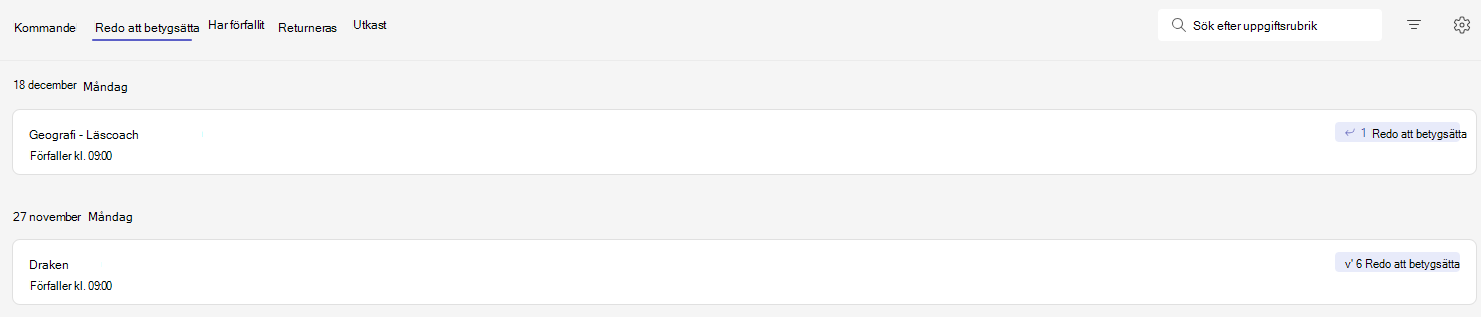fliken Redo att betygsätta