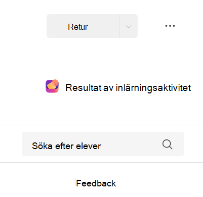 Skärmbild av inlärningsaktivitetens resultat.