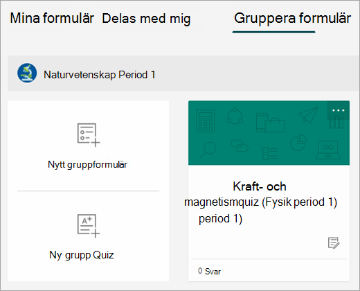Skärmbild av klasser.