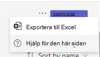 Skärmbild som visar exportalternativet.