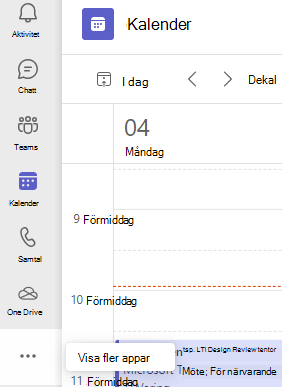Skärmbild som visar fler appar.