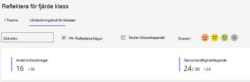 Skärmbild av reflektionsalternativ.