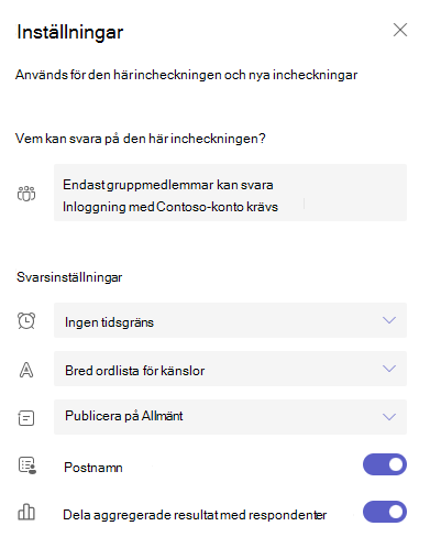 Skärmbild av inställningar.