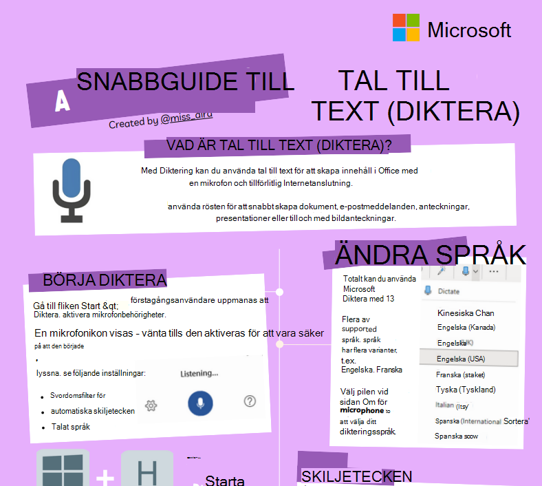 Skärmbild av tal till text.