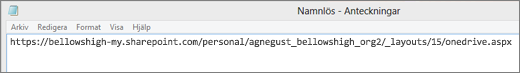 Skärmbild av URL.