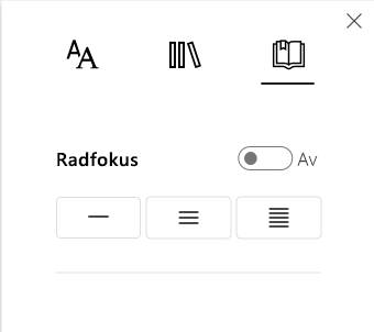 Skärmbild av radfokus.