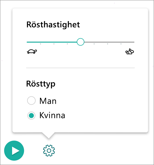 Skärmbild av röstinställningar.