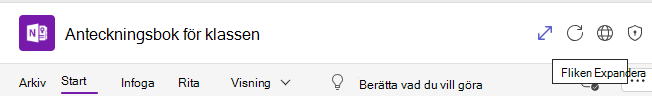 Skärmbild av fliken Expandera.
