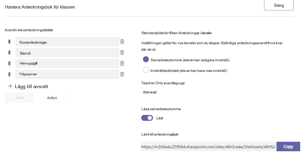 hantera anteckningsbok