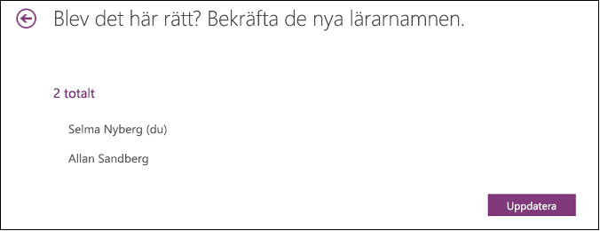 Granska de tillagda lärarna som har åtkomst till din klassanteckningsbok.