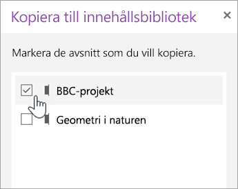 Välj avsnitt som du vill kopiera.