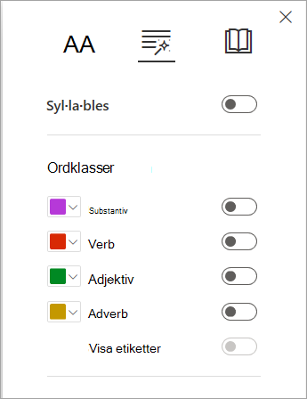 Grammatikalternativ i Avancerad läsare.