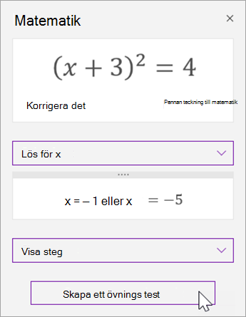 Välj Skapa ett övningstest.