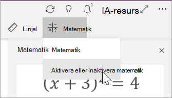 Aktivera eller inaktivera matematik
