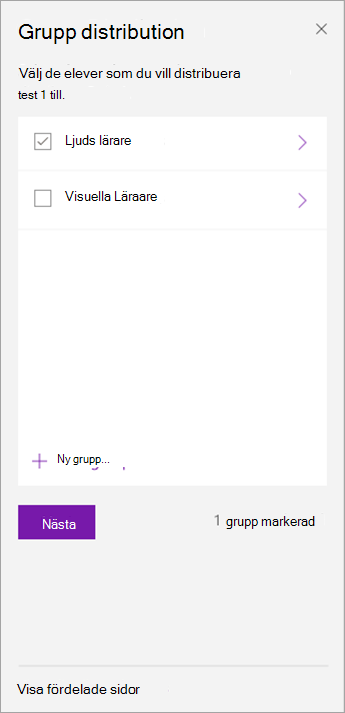 Markera kryssrutan bredvid gruppen