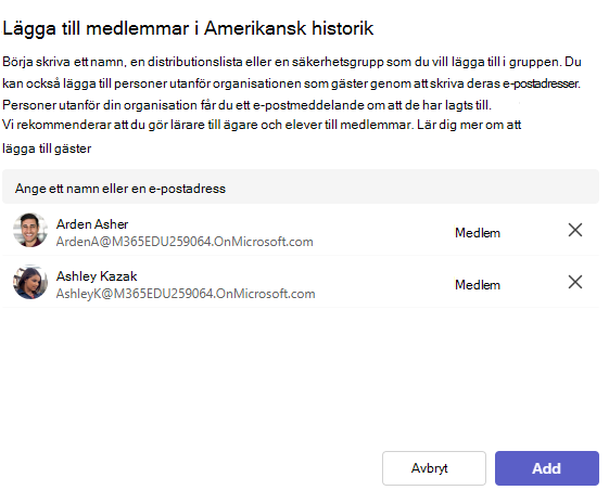 Skärmbild av lägg till.