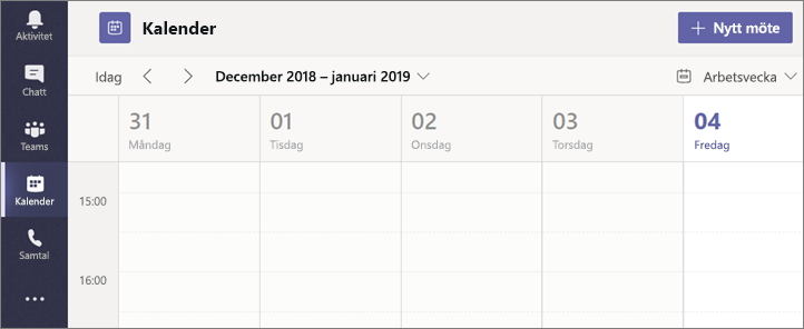Välj Kalender och sedan Nytt möte.