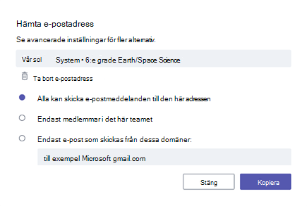 Hämta e-postadress