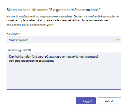 Skapa kanal