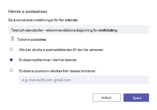 Hämta e-postadress