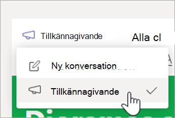 Skärmbild som visar Välj meddelande.
